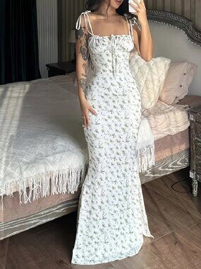 Long Floral Print Dress